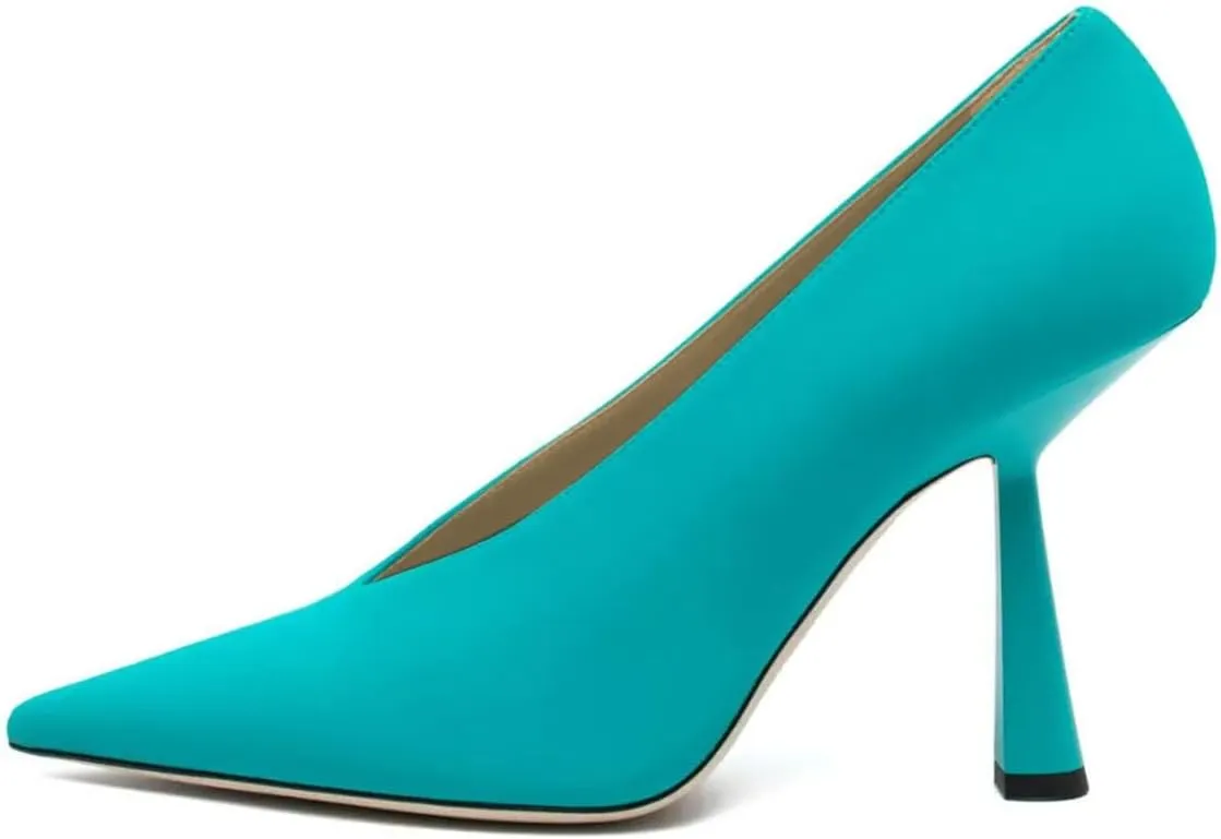 Milooey shoes Women Chic Pointed Toe Slip On Pump Sexy V Cut Stiletto High Heels Party Prom Dress Shoes Size 4-16 Us