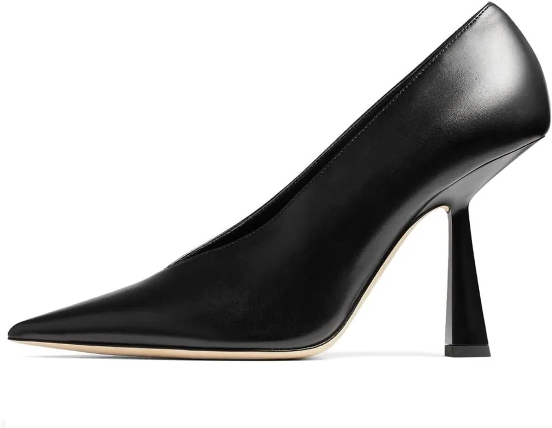 Milooey shoes Women Chic Pointed Toe Slip On Pump Sexy V Cut Stiletto High Heels Party Prom Dress Shoes Size 4-16 Us