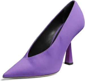 Milooey shoes Women Chic Pointed Toe Slip On Pump Sexy V Cut Stiletto High Heels Party Prom Dress Shoes Size 4-16 Us