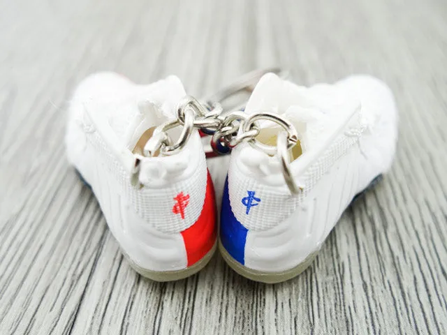 Mini sneaker keychain 3D Foam - White Blue/Coral