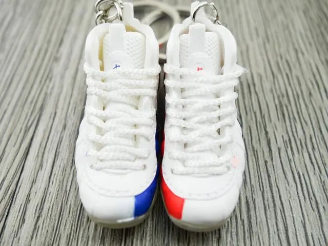 Mini sneaker keychain 3D Foam - White Blue/Coral