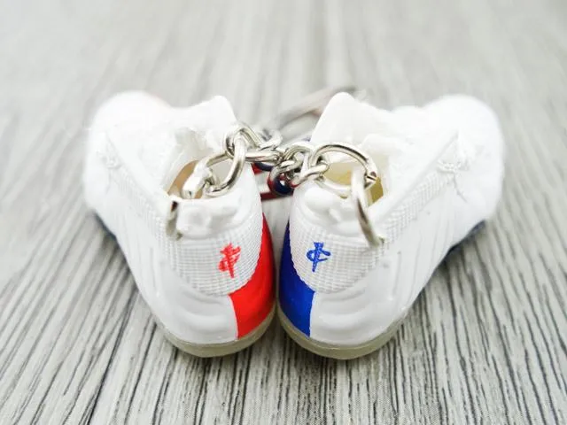 Mini sneaker keychain 3D Foam - White Blue/Coral