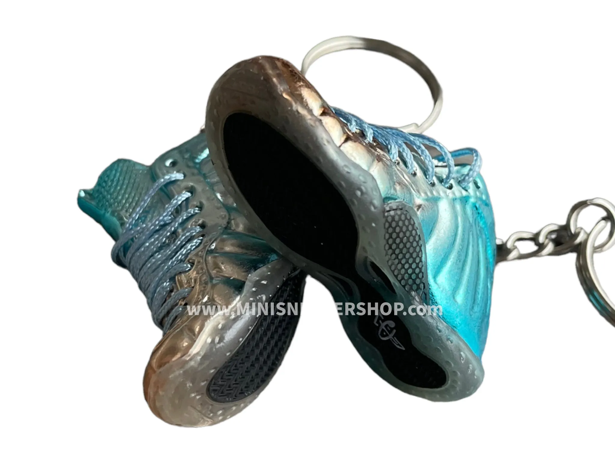 Mini sneaker keychain 3D Foamposite - Metallic Blue