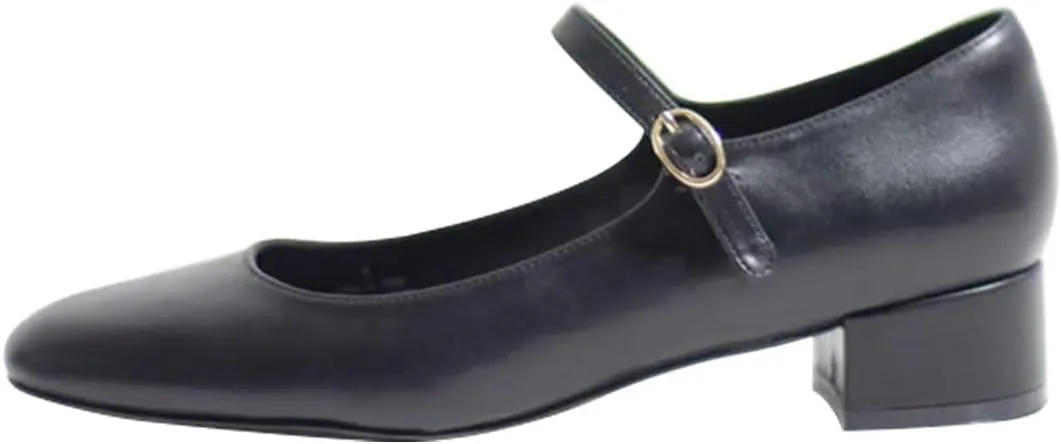 miss left Women's Classic Closed Round Toe Mary Jane Pumps Adjustable Strap Block Low Heel Cute Casual Shoes Size 4-16 US