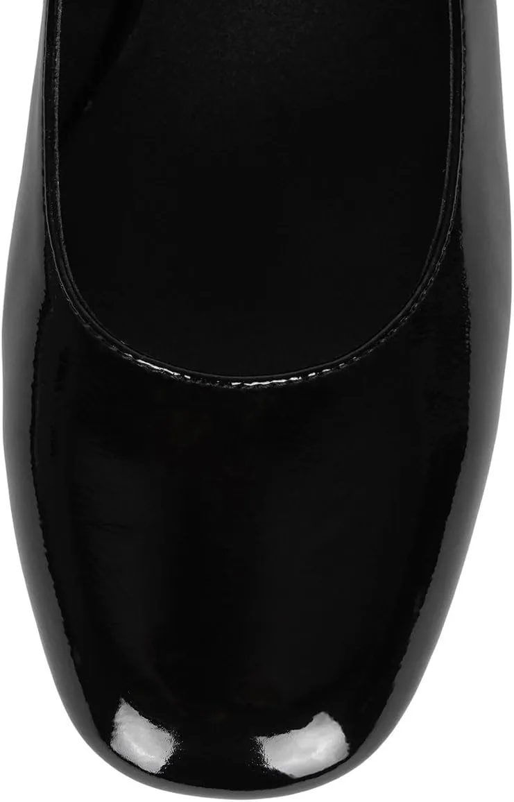 miss left Women's Classic Closed Round Toe Mary Jane Pumps Adjustable Strap Block Low Heel Cute Casual Shoes Size 4-16 US