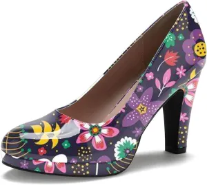 miss left Women's Low Platform Chunky High Heels Slip On Closed Round Toe Pump Elegant Party Work Dressy Shoes Size 4-16 US