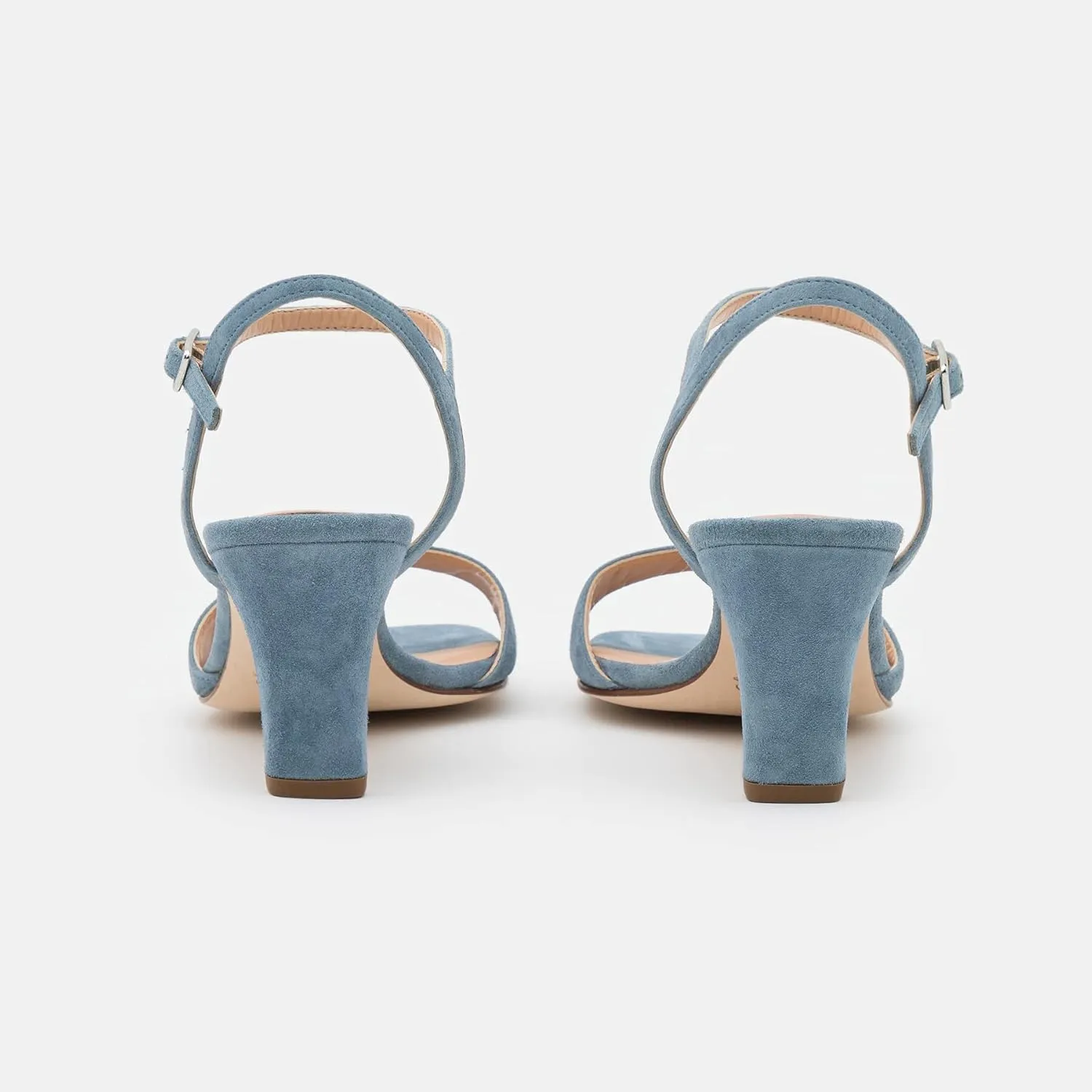 MOOMMO Women Block Mid Heel Sandals Classic Single Band Ankle Buckle Strap Sandals Suede Leather Round Open Toe 3 Inch Mid Chunky Heel Party Summer Wedding Office Dress Pump Shoes Size 4-13 M US