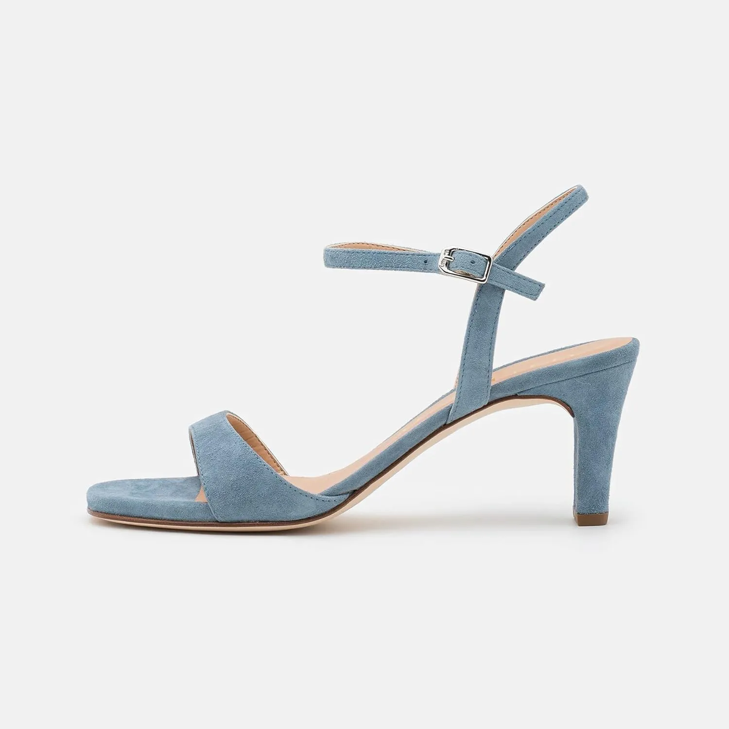 MOOMMO Women Block Mid Heel Sandals Classic Single Band Ankle Buckle Strap Sandals Suede Leather Round Open Toe 3 Inch Mid Chunky Heel Party Summer Wedding Office Dress Pump Shoes Size 4-13 M US