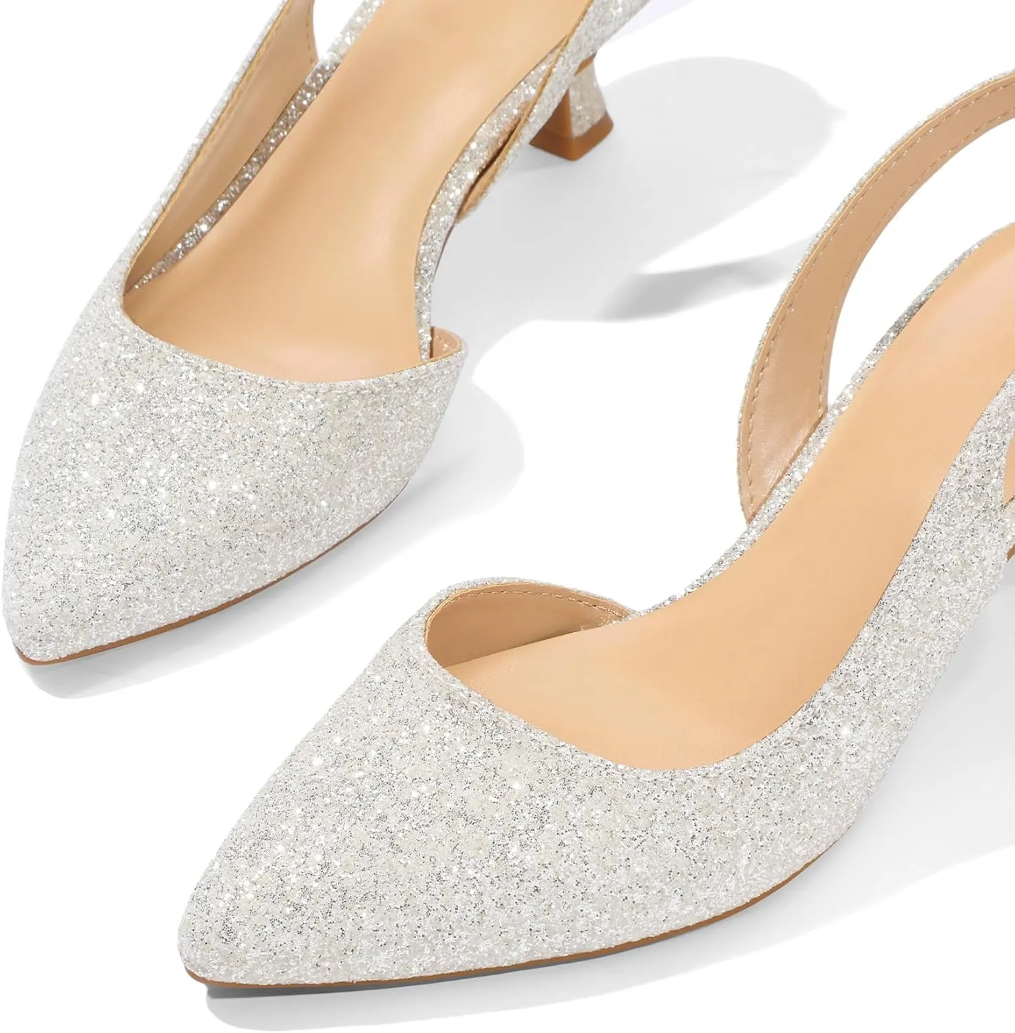mysoft Women's Pumps Slingback Kitten Heels Pointed Toe Sexy Wedding Party Dress Pump Shoes