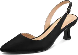 mysoft Women's Pumps Slingback Kitten Heels Pointed Toe Sexy Wedding Party Dress Pump Shoes