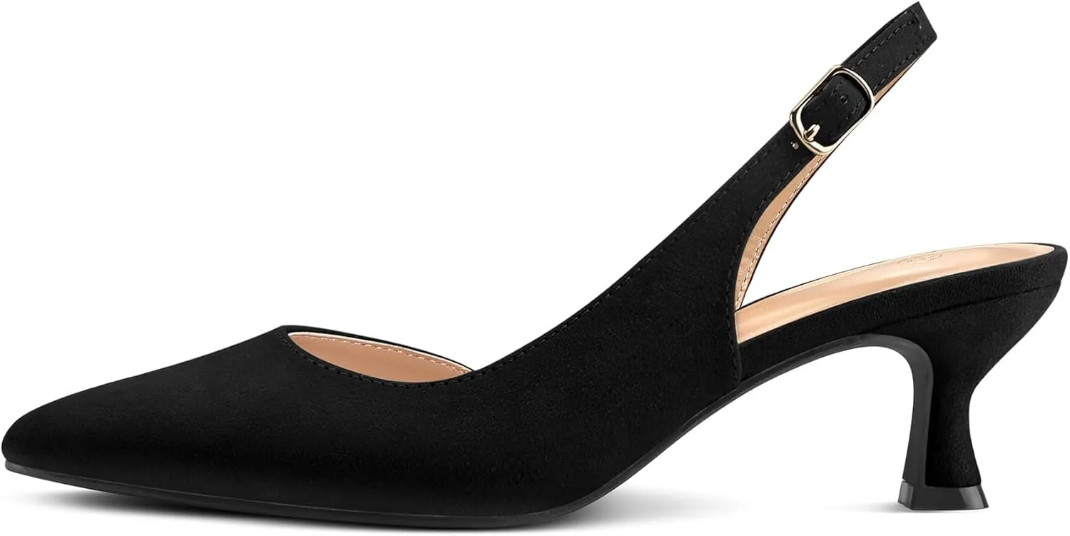 mysoft Women's Pumps Slingback Kitten Heels Pointed Toe Sexy Wedding Party Dress Pump Shoes