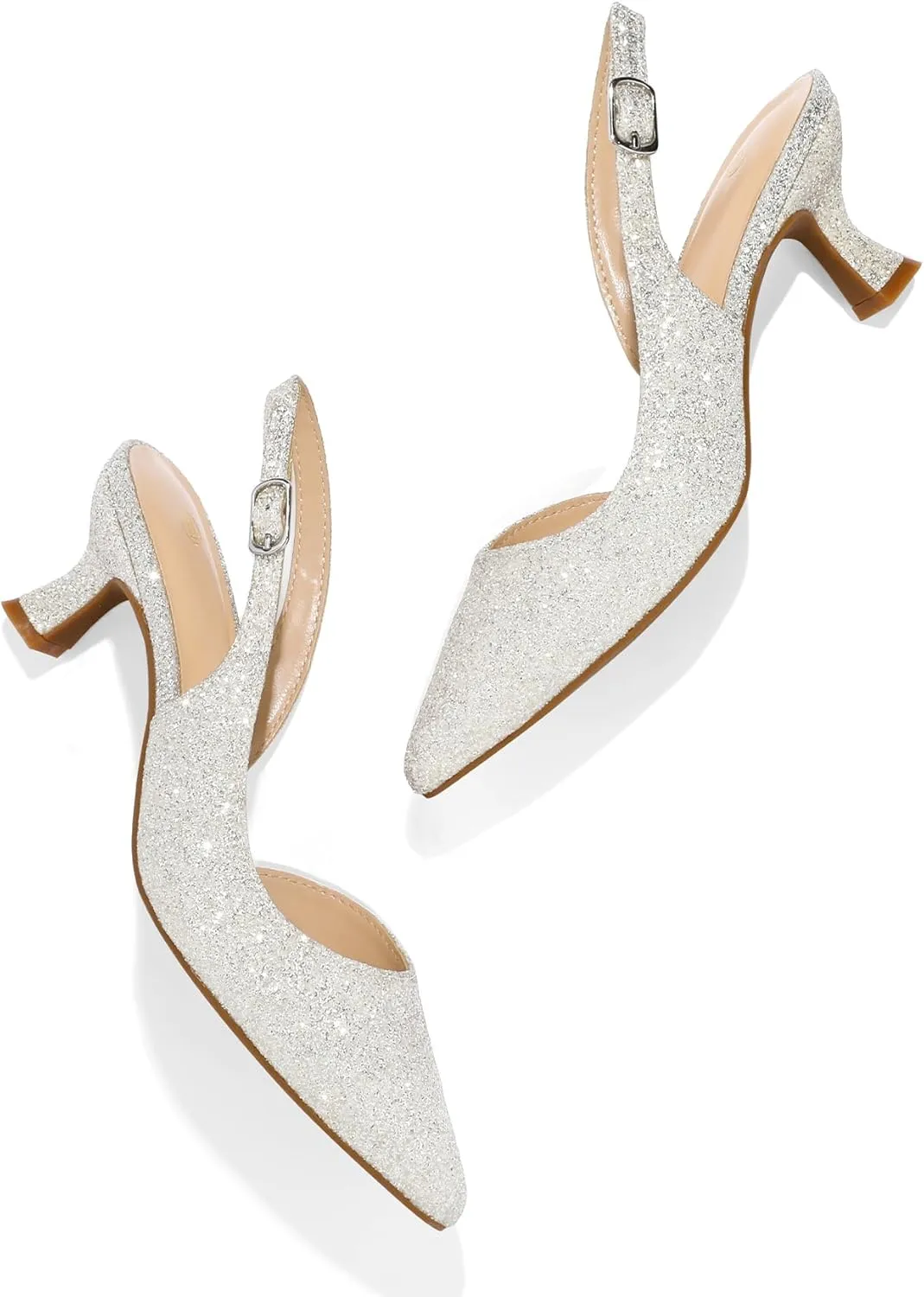 mysoft Women's Pumps Slingback Kitten Heels Pointed Toe Sexy Wedding Party Dress Pump Shoes
