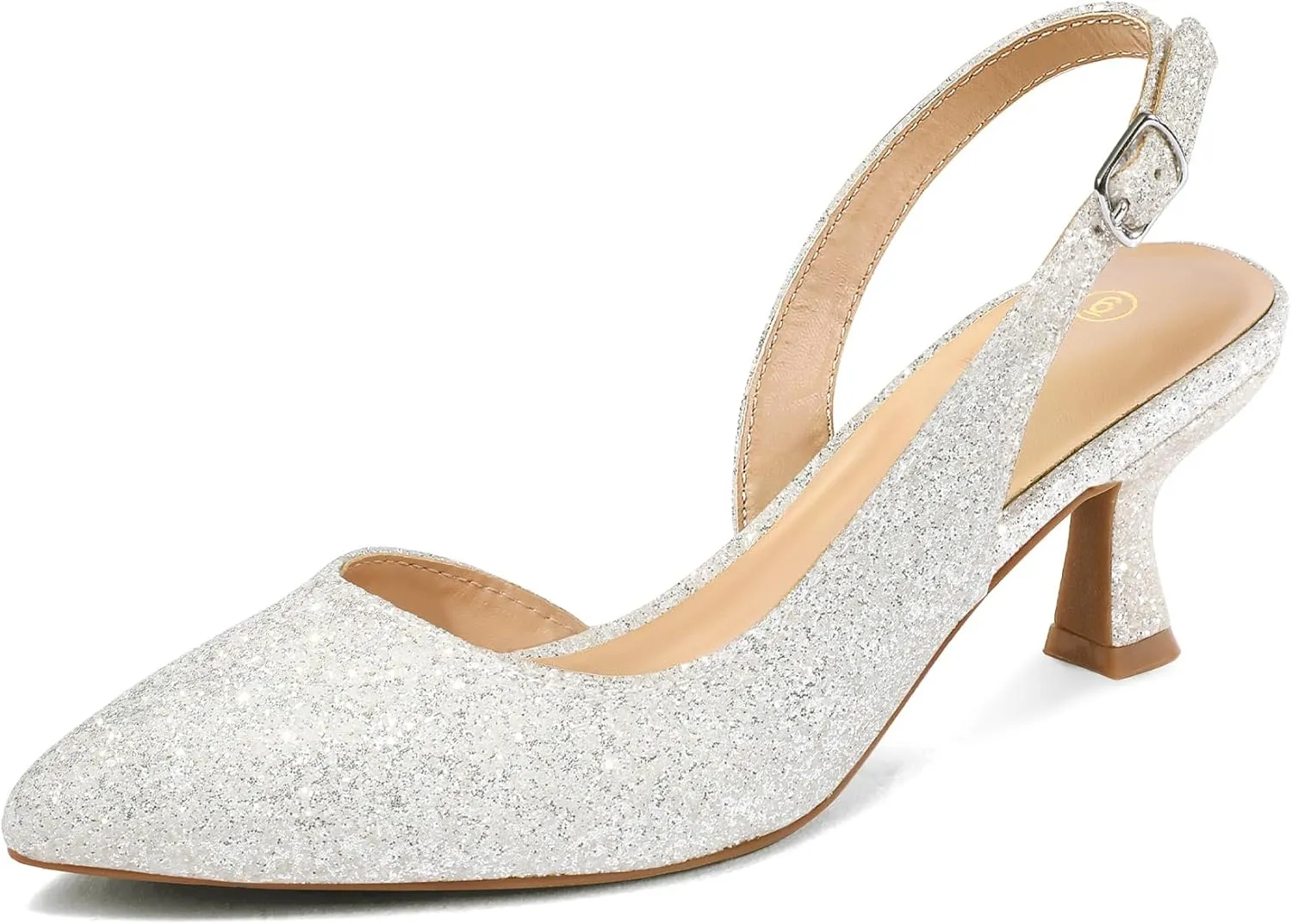 mysoft Women's Pumps Slingback Kitten Heels Pointed Toe Sexy Wedding Party Dress Pump Shoes