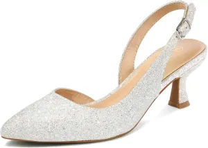 mysoft Women's Pumps Slingback Kitten Heels Pointed Toe Sexy Wedding Party Dress Pump Shoes
