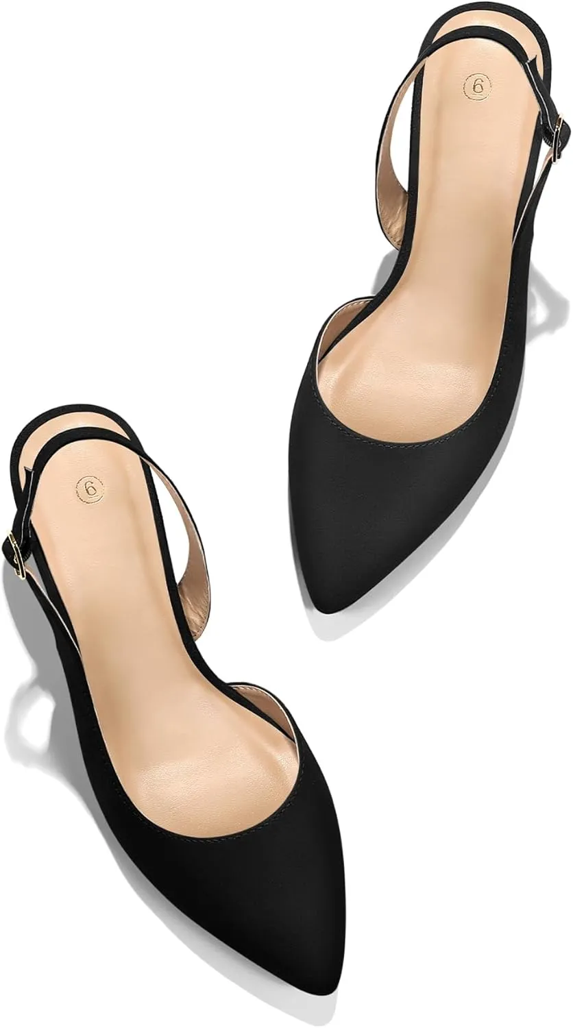 mysoft Women's Pumps Slingback Kitten Heels Pointed Toe Sexy Wedding Party Dress Pump Shoes