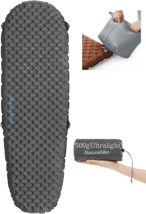Naturehike Camping Mattress R-Value 5.8/3.5 Camp Bed Adults Camp Cot Folding Beds Sleeping Mat Pad Single Adults Foldable 0.88LB/500G Light Hiking[SGS Certified] (R3.5/Black/Mummy/168*58*7CM)