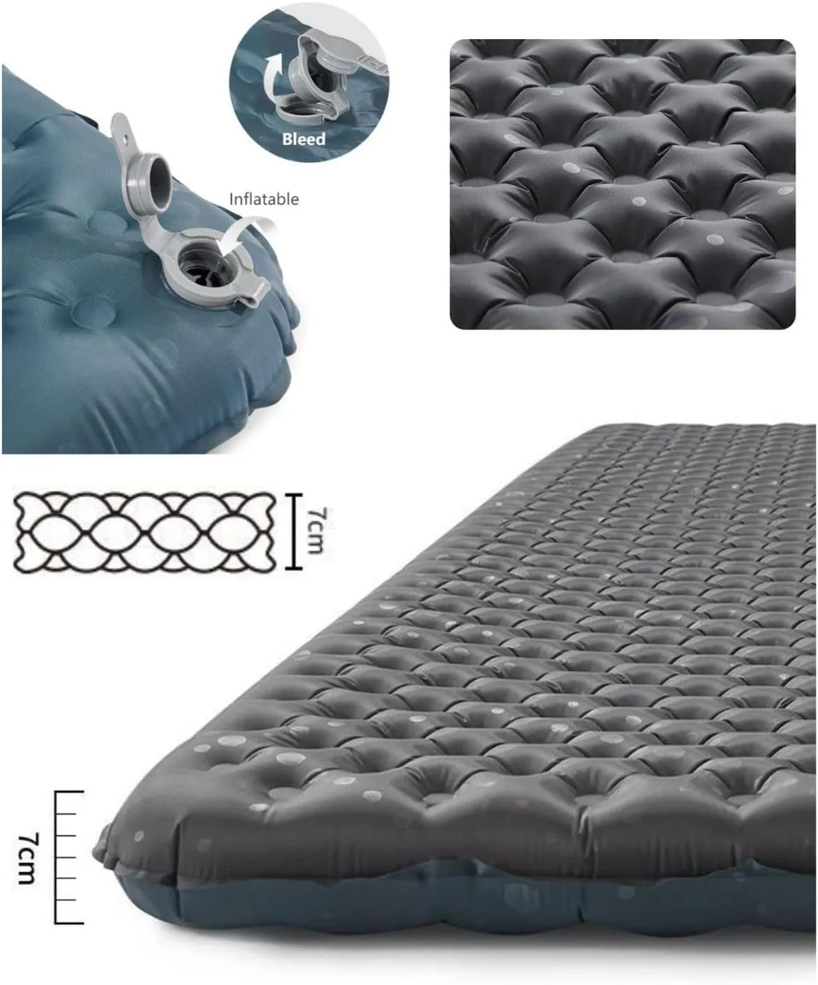Naturehike Camping Mattress R-Value 5.8/3.5 Camp Bed Adults Camp Cot Folding Beds Sleeping Mat Pad Single Adults Foldable 0.88LB/500G Light Hiking[SGS Certified] (R3.5/Black/Mummy/168*58*7CM)
