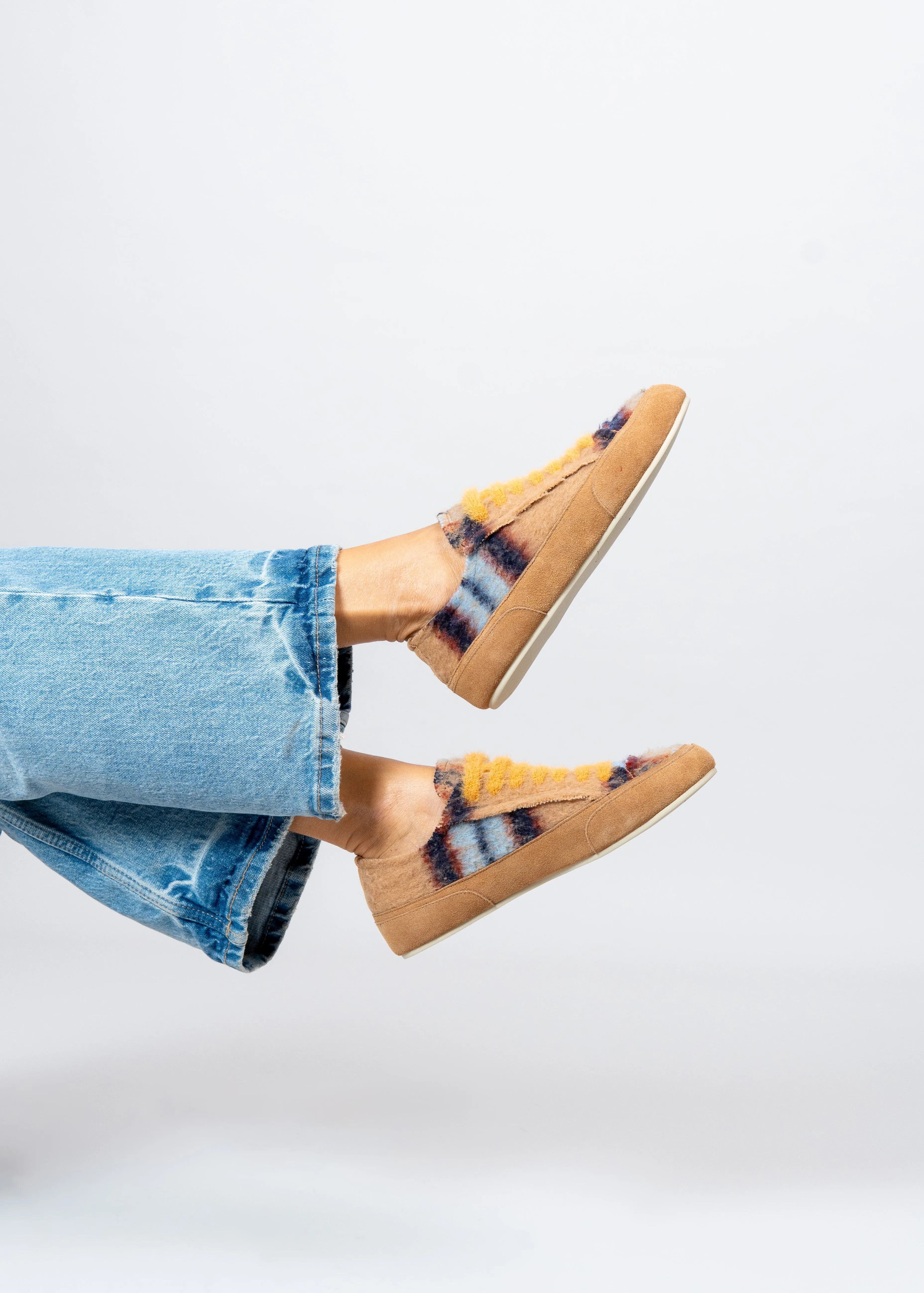 NAXSOS - SNEAKER CAMEL BLU IN LANA TARTAN