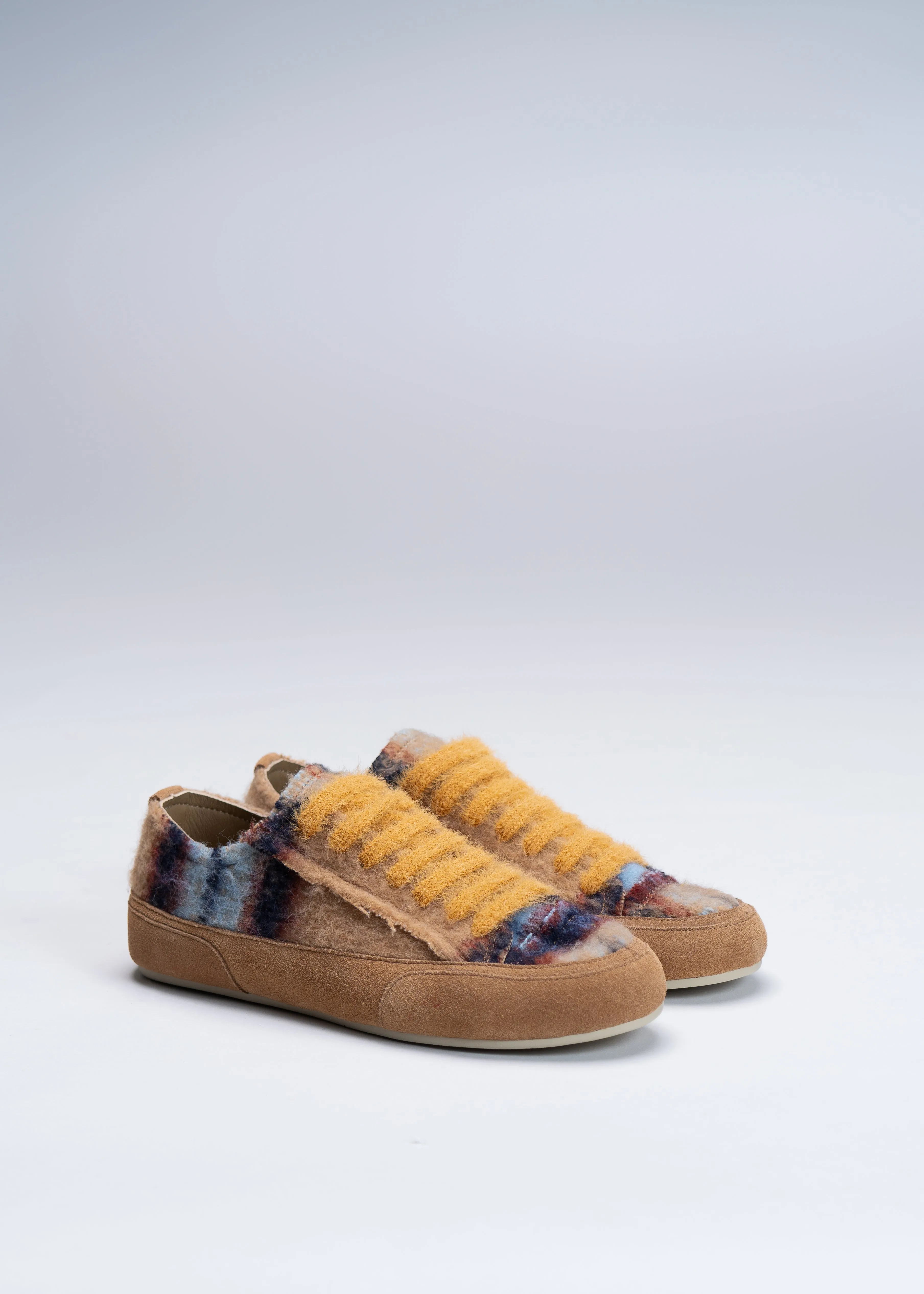 NAXSOS - SNEAKER CAMEL BLU IN LANA TARTAN