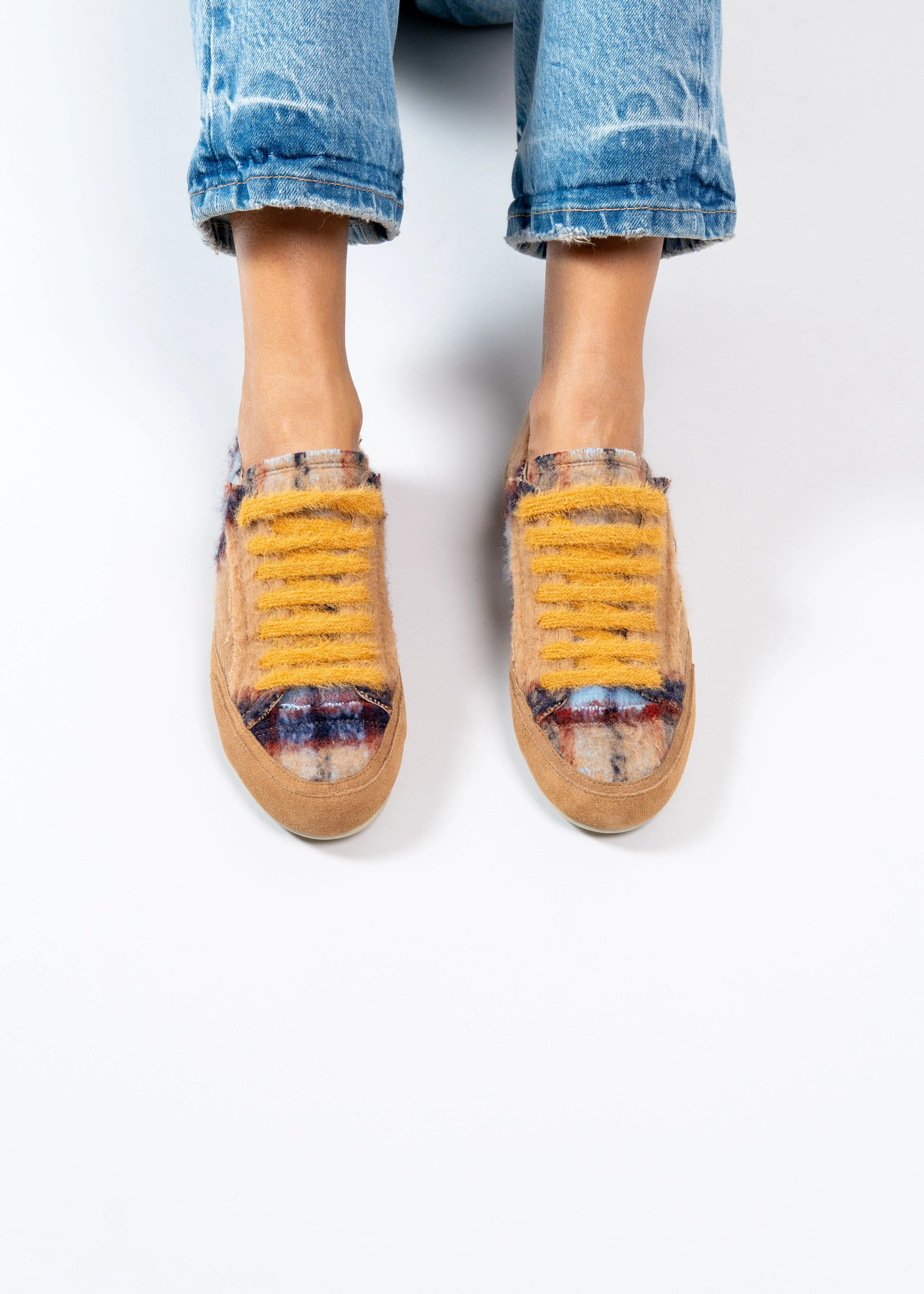 NAXSOS - SNEAKER CAMEL BLU IN LANA TARTAN