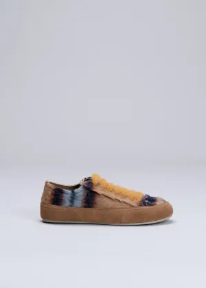 NAXSOS - SNEAKER CAMEL BLU IN LANA TARTAN