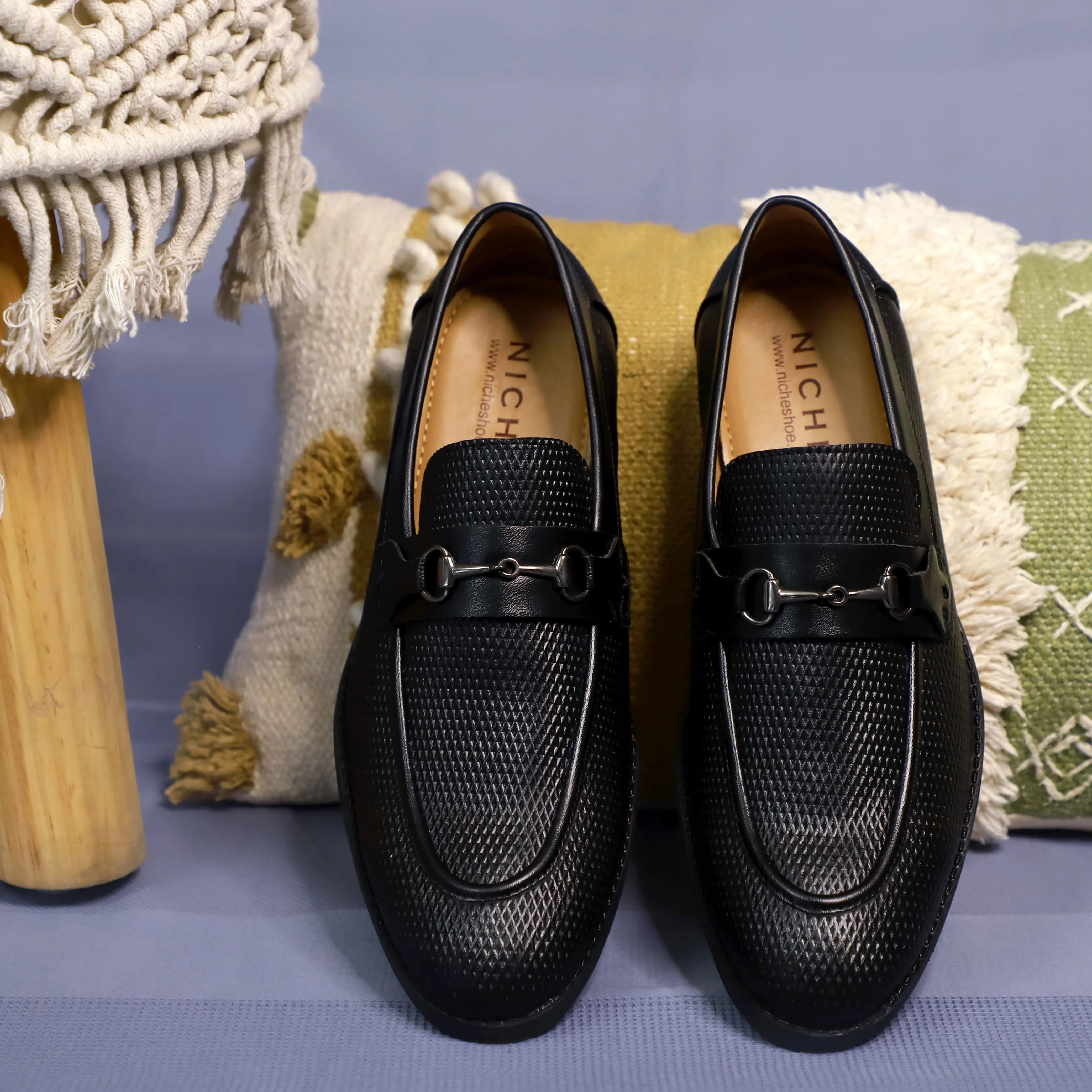 NICHE Black Braided Horsebit Loafers