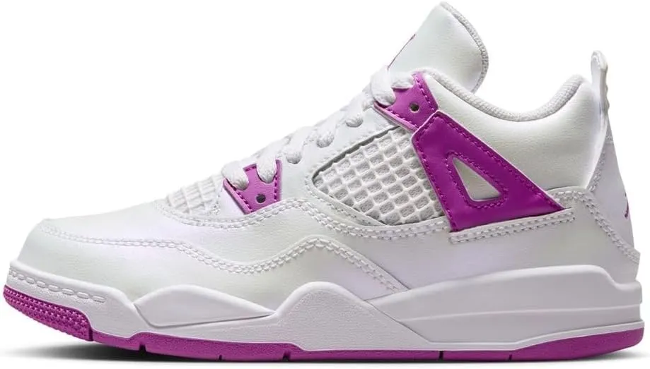 NIKE Little Kid's Jordan 4 Retro White/Hyper Violet (FQ1312 151) Preschool PS - Size 12c