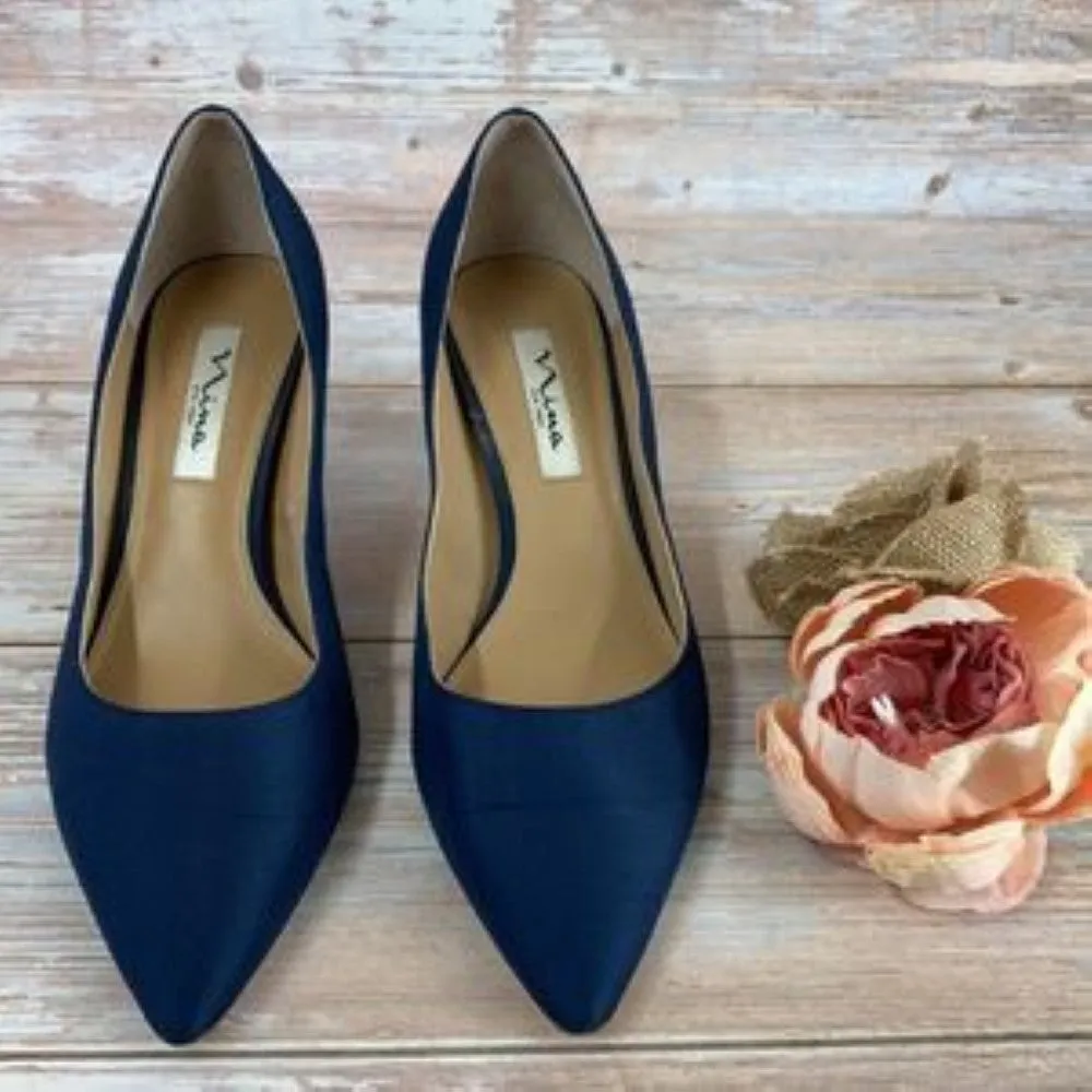 NINA Navy Blue 60 Pointy Toe Pump 9.5W