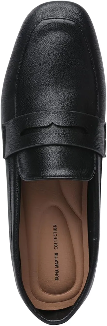 Odema Must-Have Women's Loafer Flat Square Toe Plain Penny Loafers Comfort Slip on Shoes