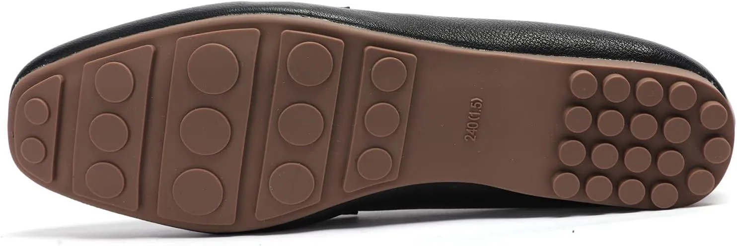 Odema Must-Have Women's Loafer Flat Square Toe Plain Penny Loafers Comfort Slip on Shoes