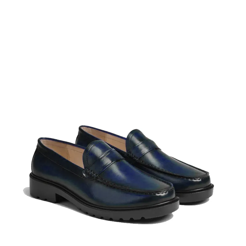 Platform Plain Loafer Shoes Wine