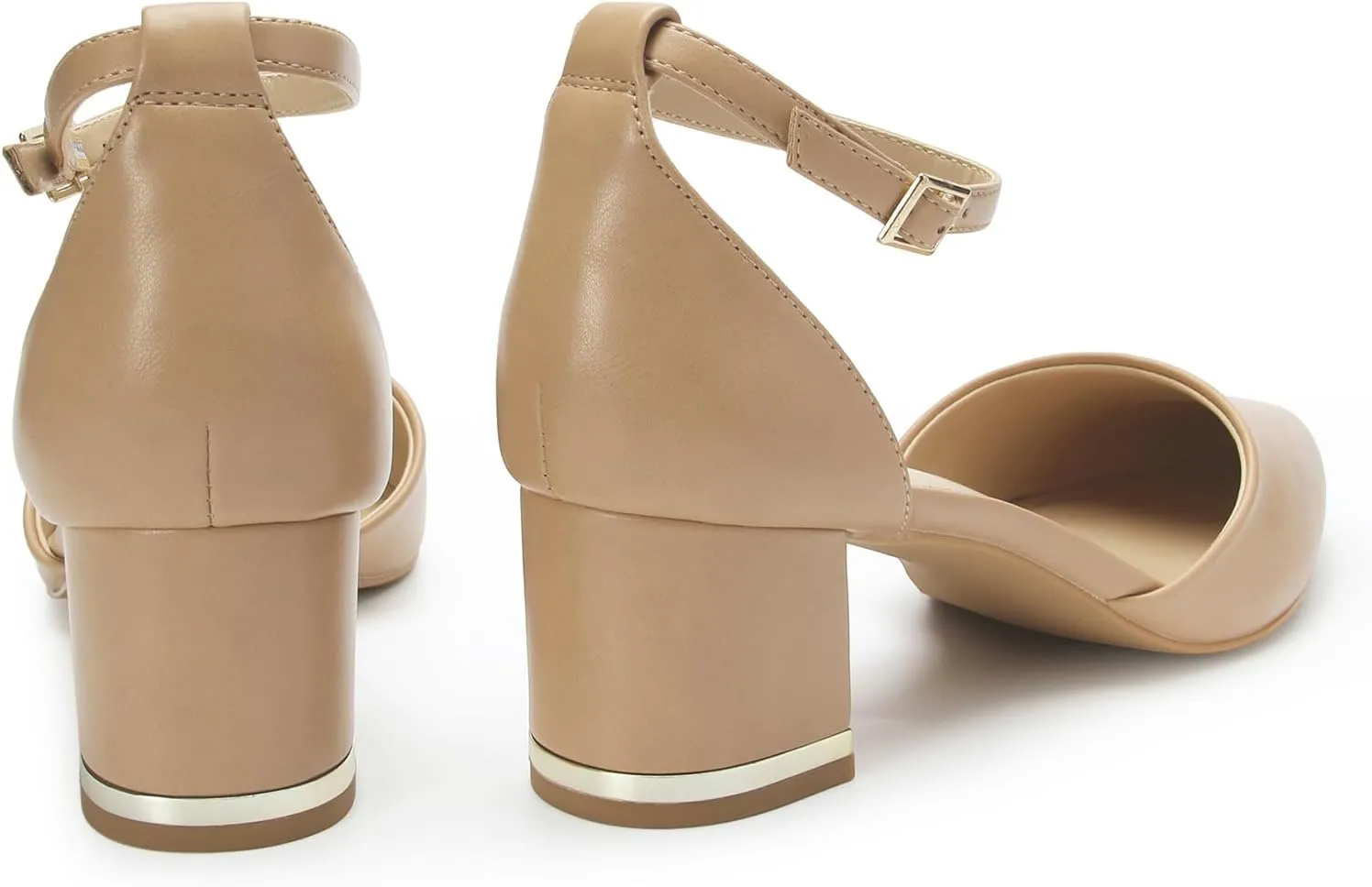Pointed Toe Low Chunky Heels Pump Shoes Closed Toe Heels for Women Low Block Chunky Women Pumps with Ankle Strap 2.25 Inch Comfortable Wedding Pumps