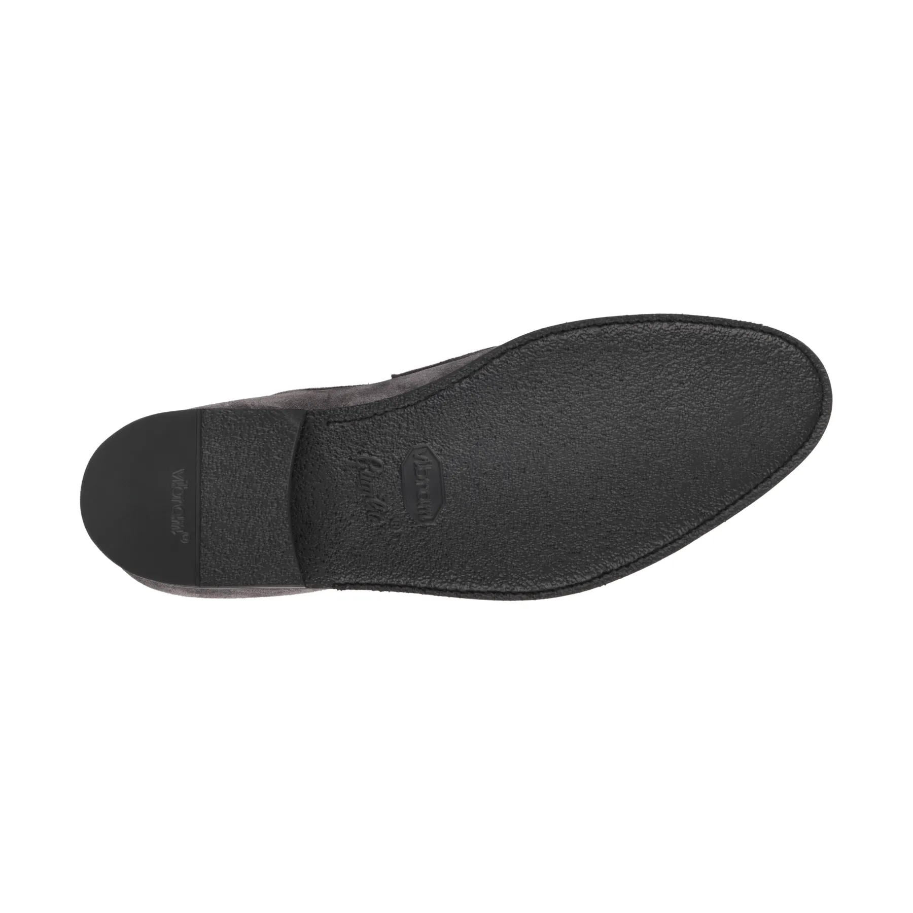 «Principe Split» Classic Suede Loafer with Hand-Stitched Apron and Split Toe in Grey