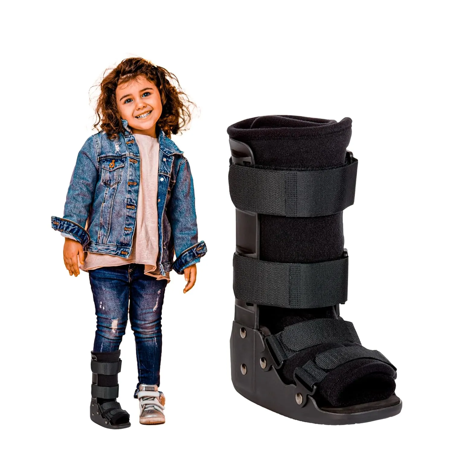 ProtechTor Mini Moonboot Pediatric Walker |Kids Cam Walker | Youth Walking Boot for Broken Foot | Medical Foot Brace | Kid's Stress Metatarsal Bone Fracture| Kids Broken Toe or Foot (Large)