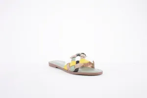 REFRESH - 79478- FLAT FASHION 'INTERWEAVE' MULE - BEIGE MIX