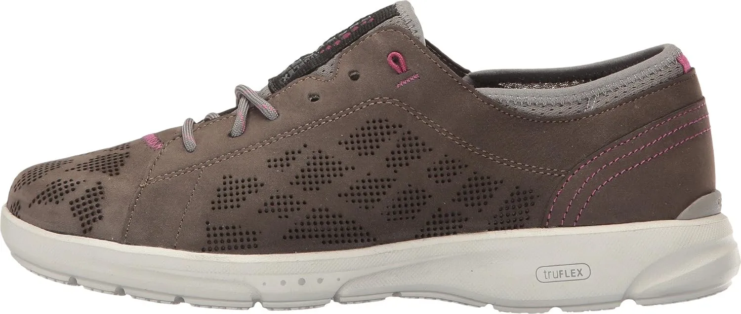 Rockport Women's Truflex W LACE to Toe Shoe, Dark Stone Nubuck