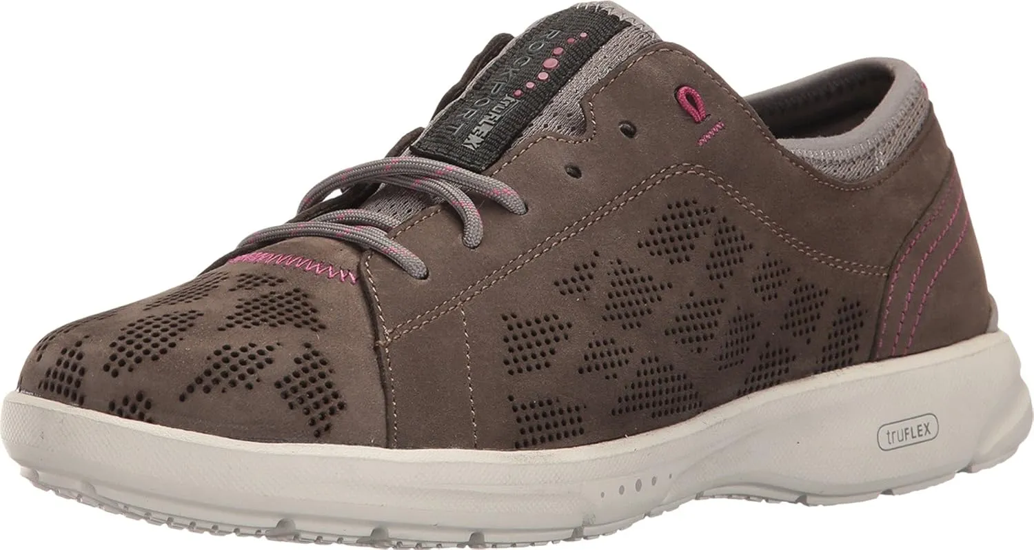 Rockport Women's Truflex W LACE to Toe Shoe, Dark Stone Nubuck