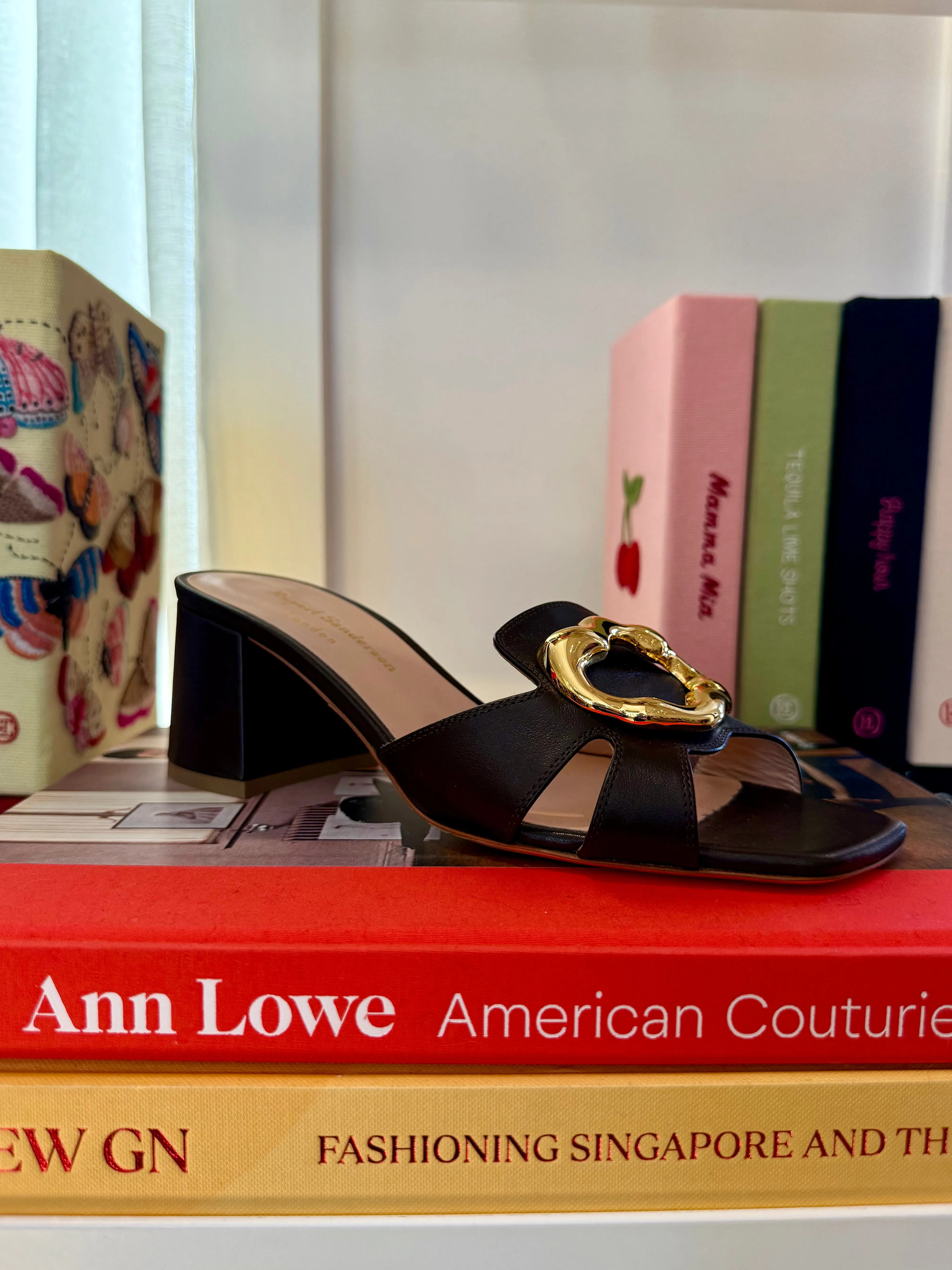 RUPERT SANDERSON | WATER PEBBLE BLOCK HEEL MULE