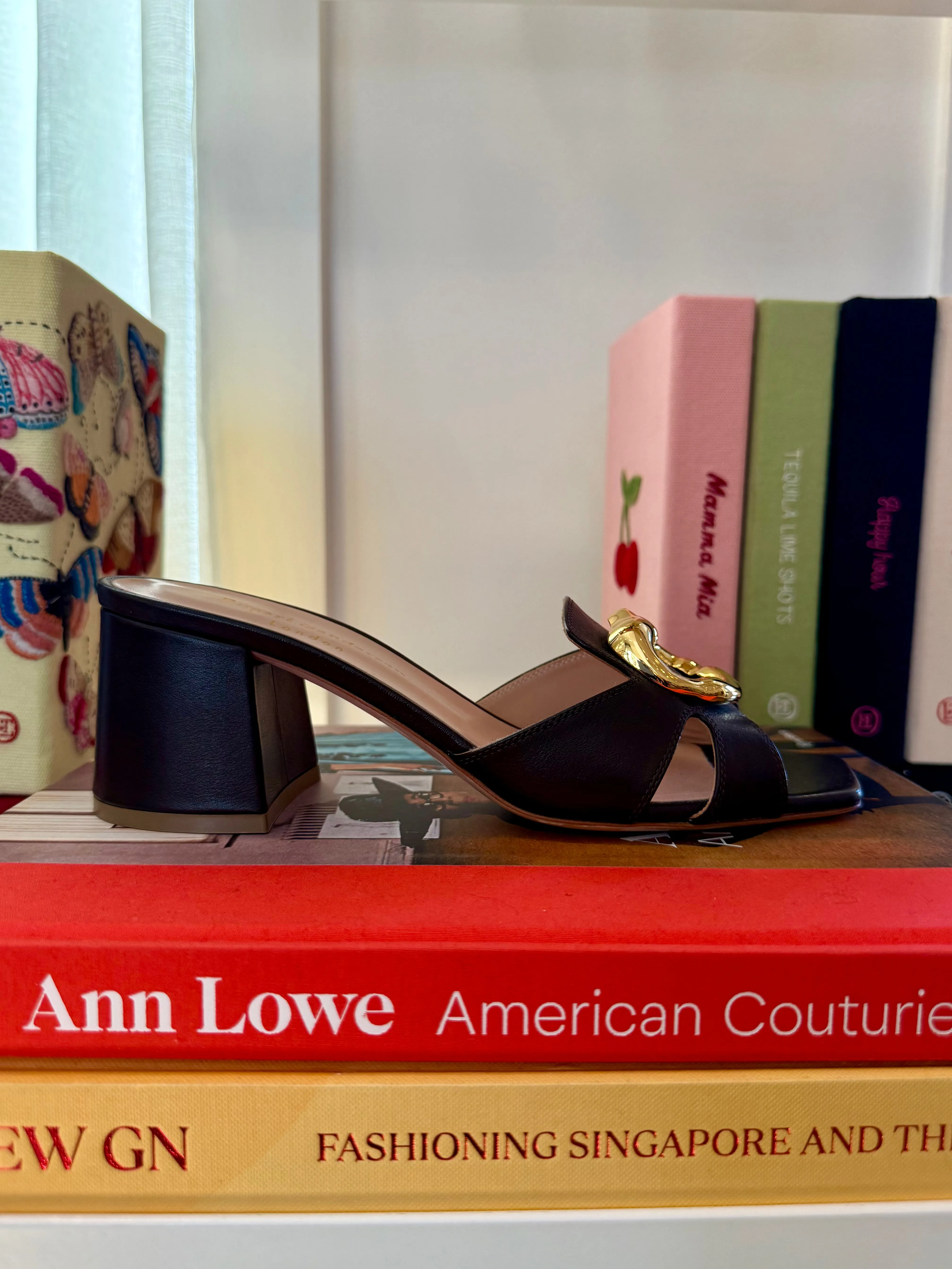 RUPERT SANDERSON | WATER PEBBLE BLOCK HEEL MULE