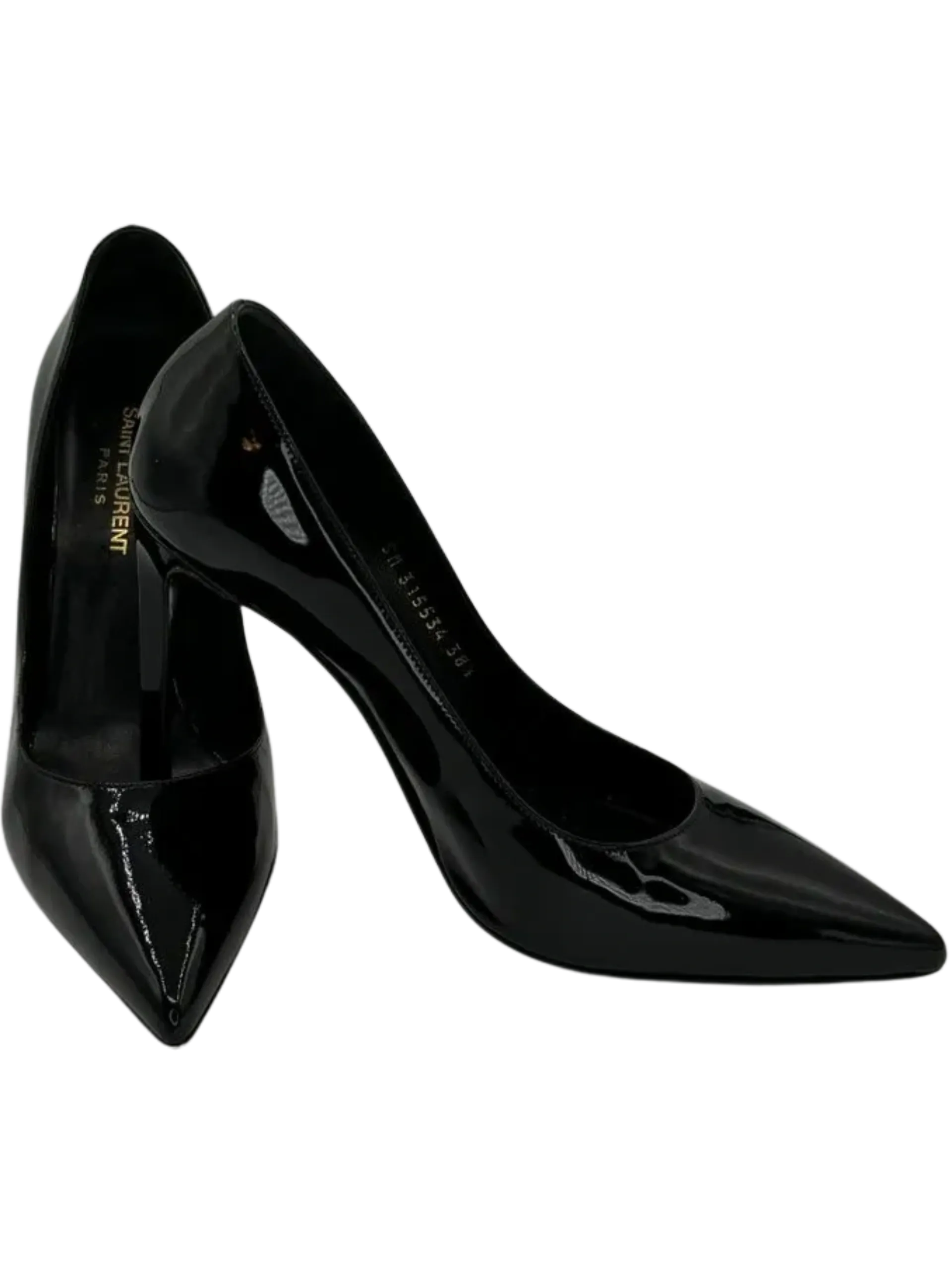Saint Laurent Black Patent Leather Pointed Toe Pumps