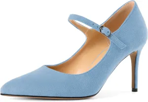 SAMMITOP Women's Pointed Toe Mary Jane Pumps 85mm Heel Party Dress Shoes