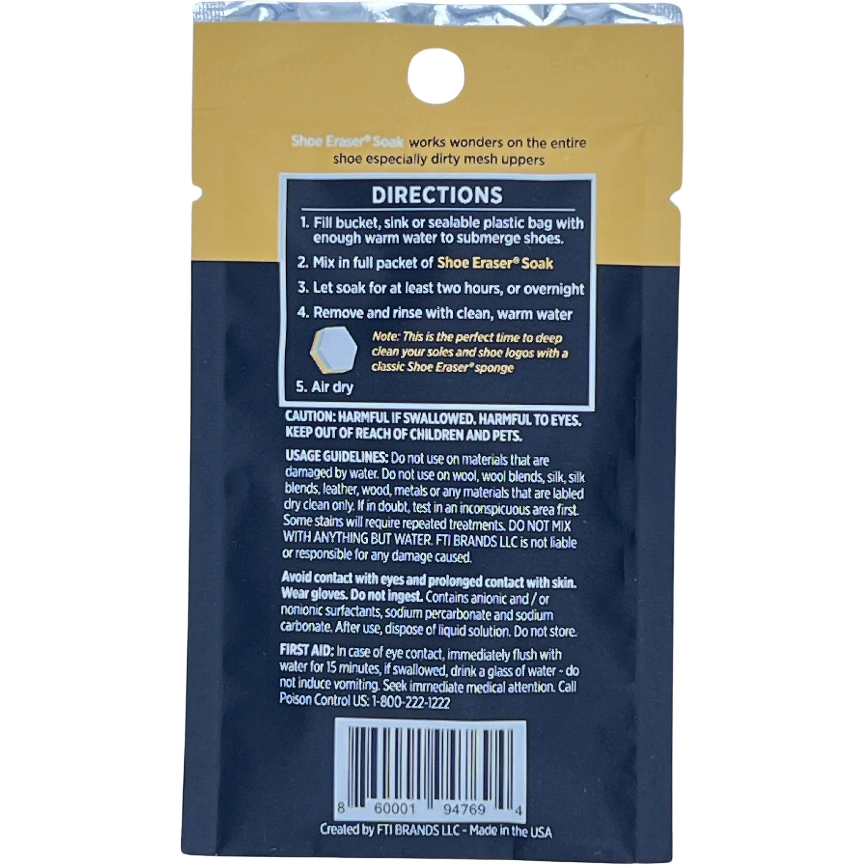 Shoe Eraser SOAK, Sneaker Detergent (5 one-time-use packs) by SneakERASERS