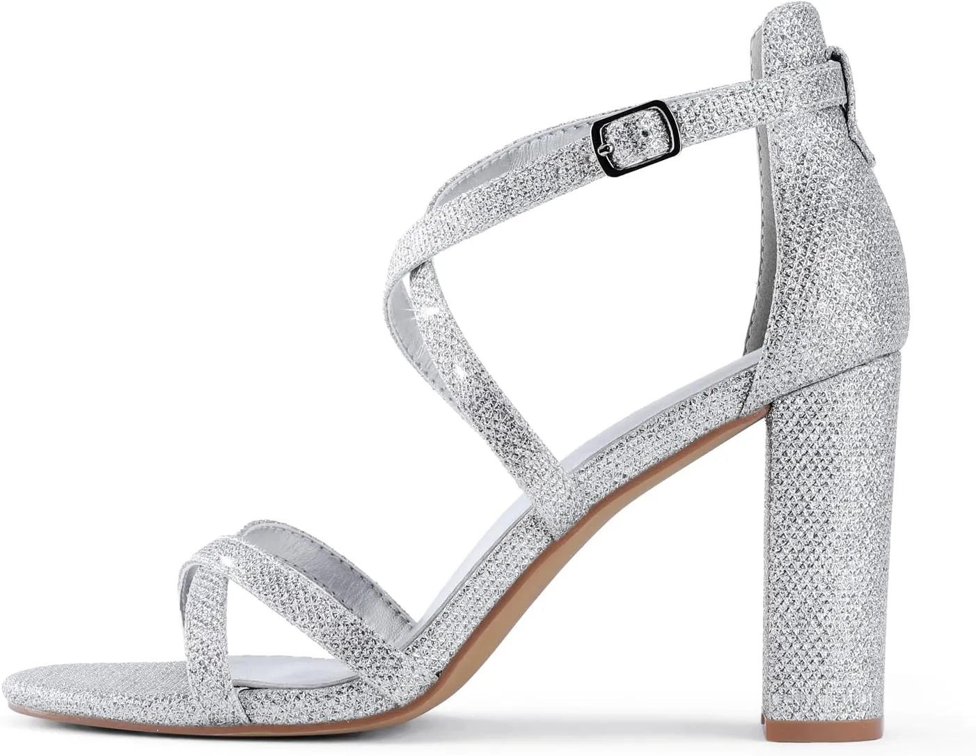Shoe'N Tale Chunky Block High Strappy Heels for Women Pump Heeled Sandals Open Toe Ankle Strap Buckle Party Wedding Prom Dress Shoes