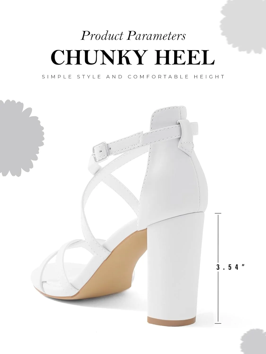 Shoe'N Tale Chunky Block High Strappy Heels for Women Pump Heeled Sandals Open Toe Ankle Strap Buckle Party Wedding Prom Dress Shoes