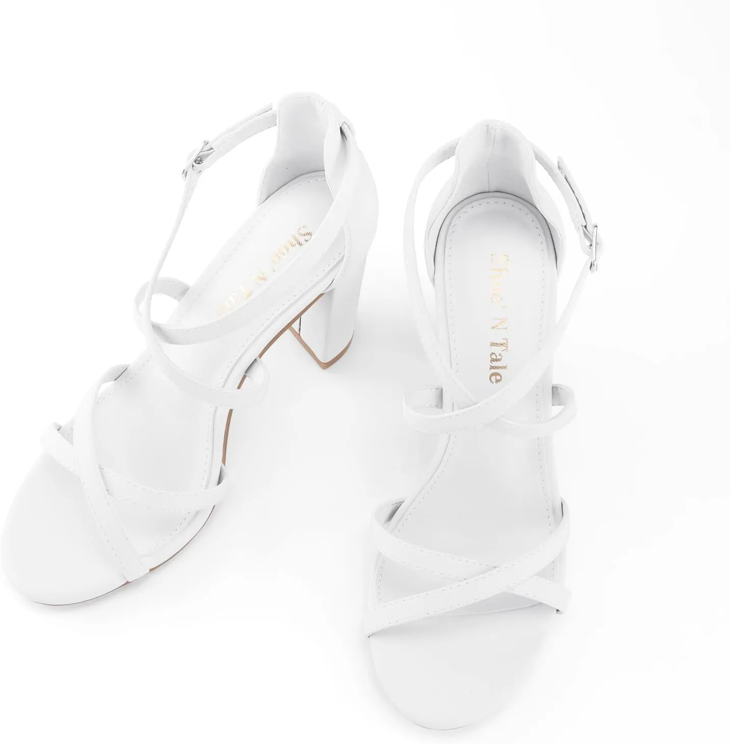 Shoe'N Tale Chunky Block High Strappy Heels for Women Pump Heeled Sandals Open Toe Ankle Strap Buckle Party Wedding Prom Dress Shoes