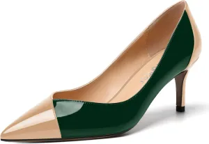 SHOWFOREST Women's Pointed Toe Wedding Slip On Patent Dress Solid Stiletto Mid Heel Pumps Shoes 2.5 Inch