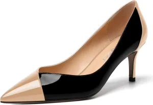 SHOWFOREST Women's Pointed Toe Wedding Slip On Patent Dress Solid Stiletto Mid Heel Pumps Shoes 2.5 Inch
