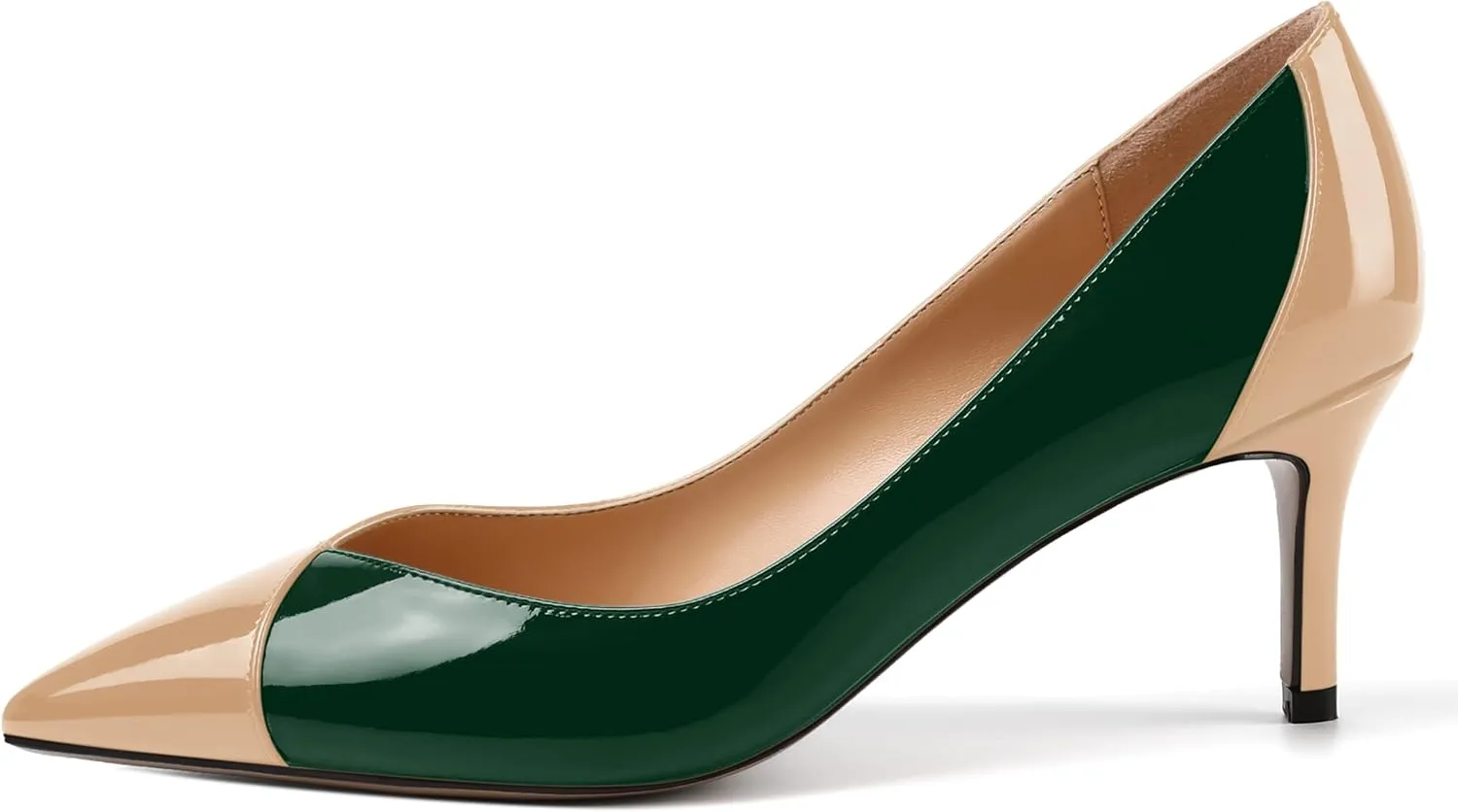 SHOWFOREST Women's Pointed Toe Wedding Slip On Patent Dress Solid Stiletto Mid Heel Pumps Shoes 2.5 Inch