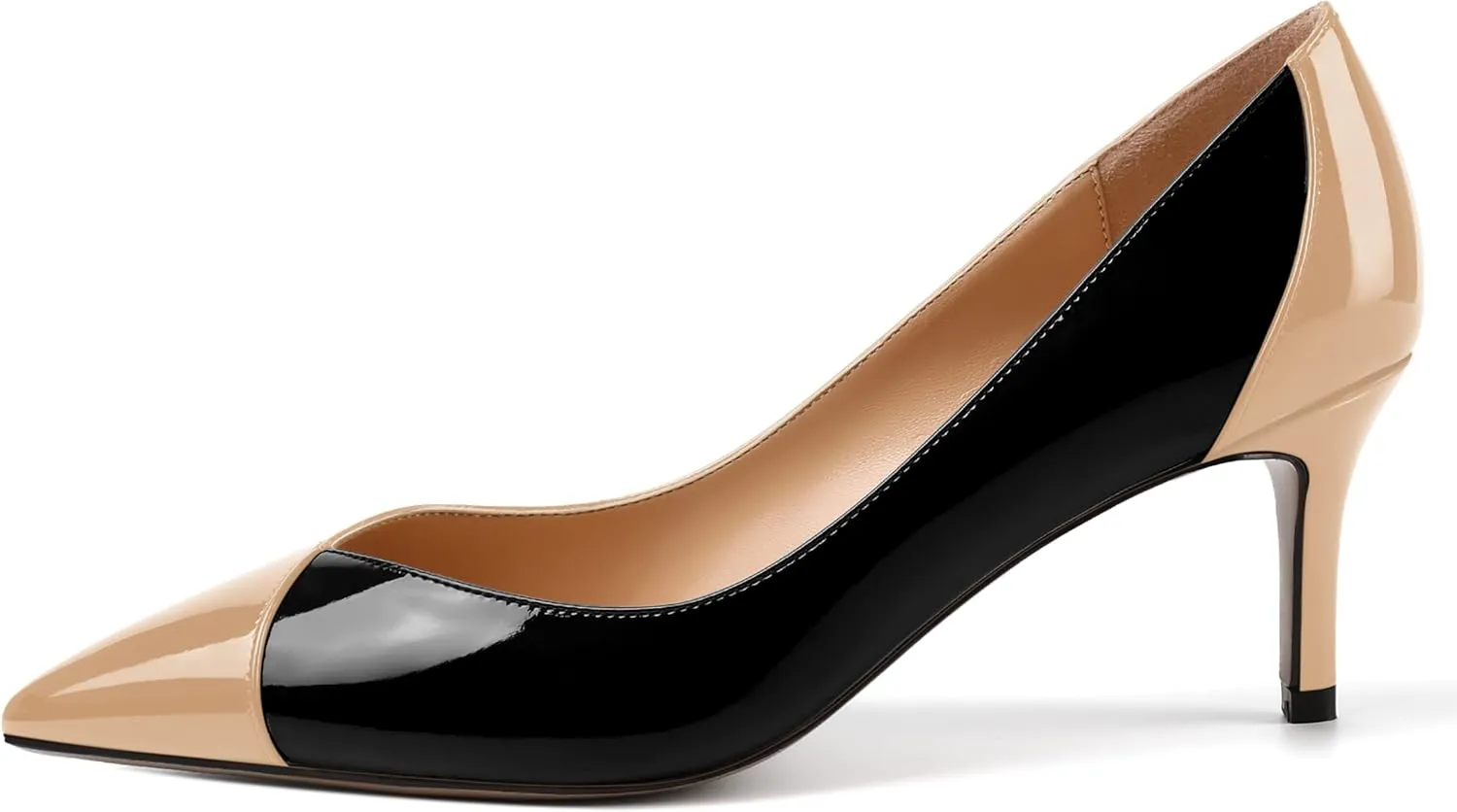 SHOWFOREST Women's Pointed Toe Wedding Slip On Patent Dress Solid Stiletto Mid Heel Pumps Shoes 2.5 Inch