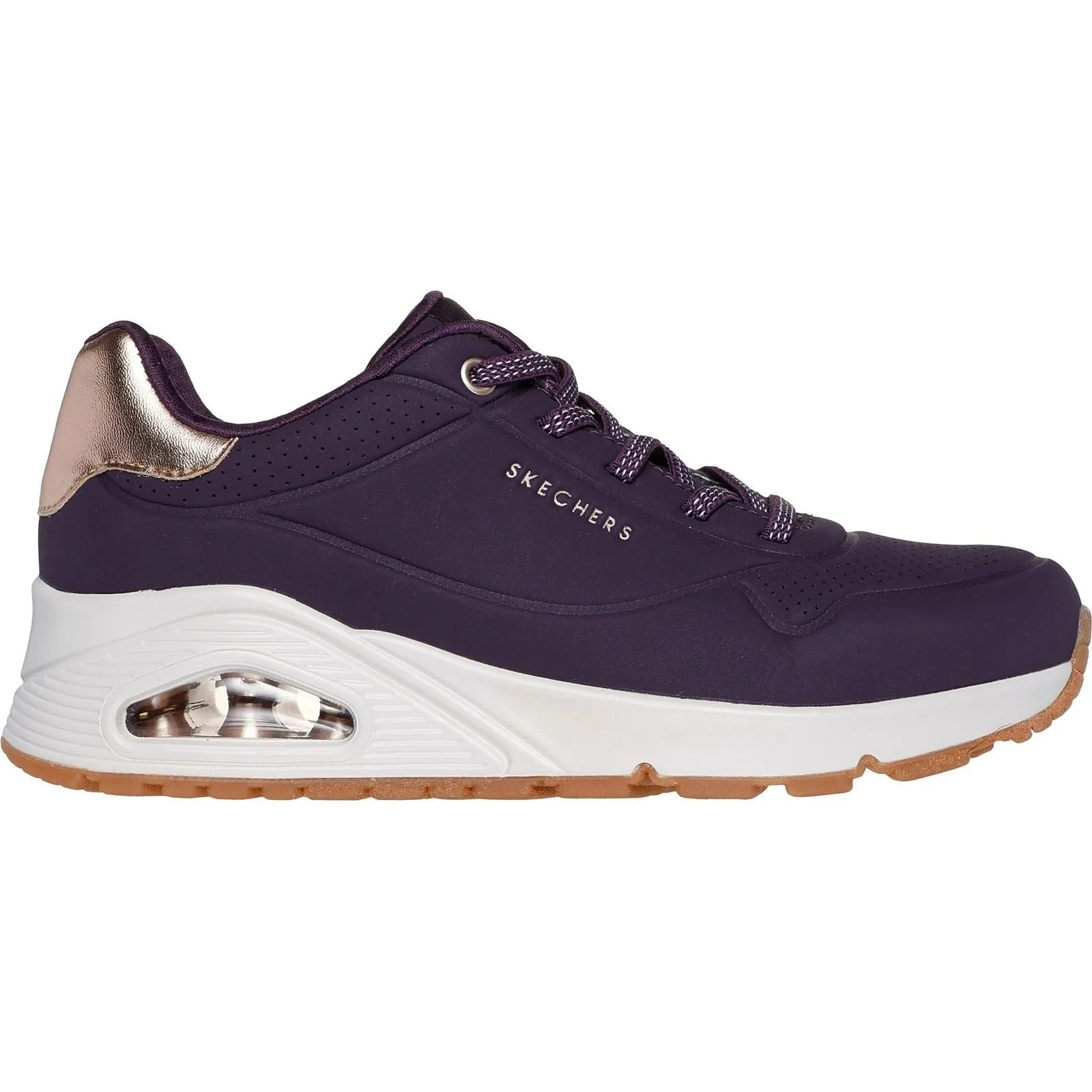 Skechers Women's Uno - Shimmer Away Trainer in Dark Purple